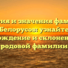 История и значения фамилии Белорусов: узнайте происхождение и склонение этой родовой фамилии