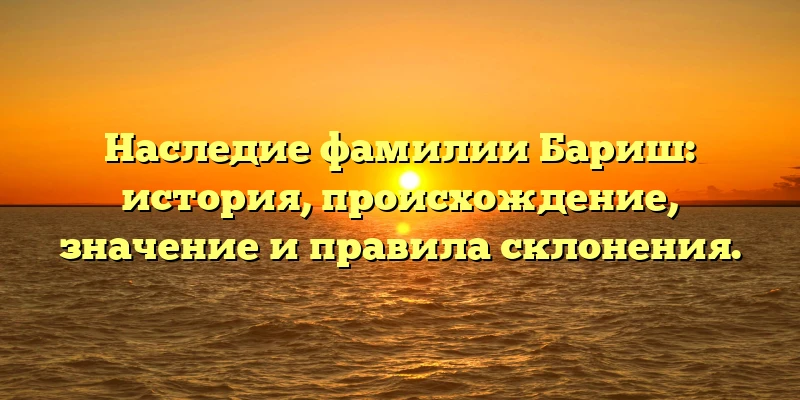Наследие фамилии Бариш: история, происхождение, значение и правила склонения. Наследие фамилии Бариш: история, происхождение, значение и правила склонения.