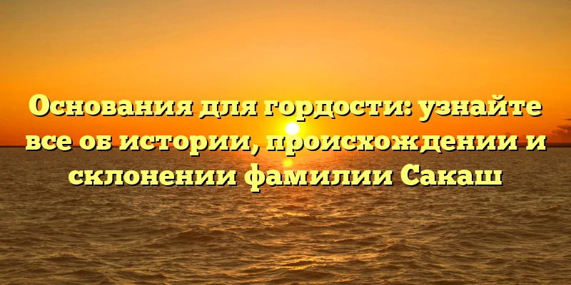 Основания для гордости: узнайте все об истории, происхождении и склонении фамилии Сакаш Основания для гордости: узнайте все об истории, происхождении и склонении фамилии Сакаш