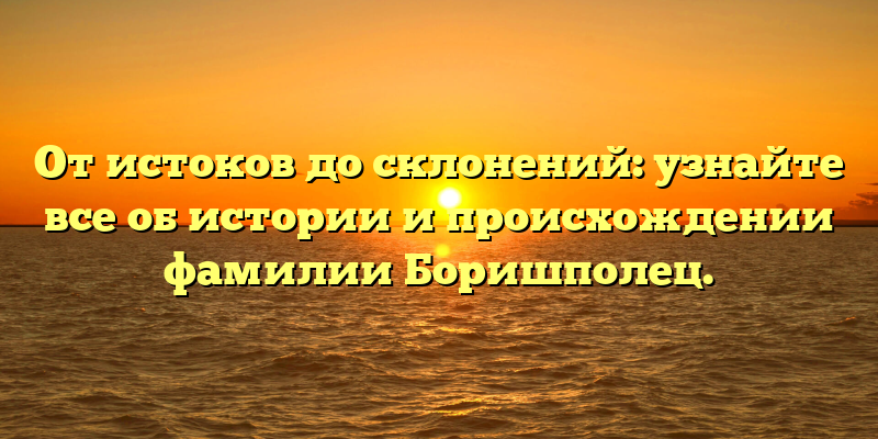 От истоков до склонений: узнайте все об истории и происхождении фамилии Боришполец.