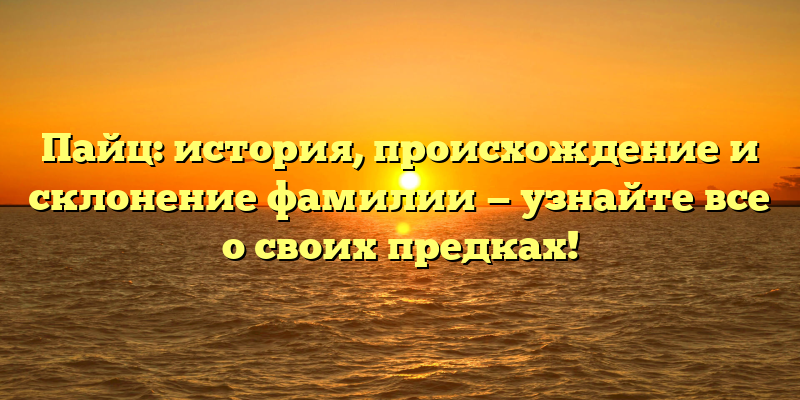Пайц: история, происхождение и склонение фамилии — узнайте все о своих предках!
