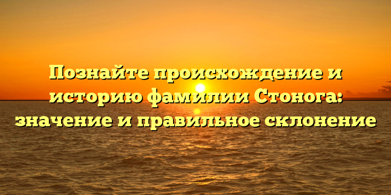 Познайте происхождение и историю фамилии Стонога: значение и правильное склонение