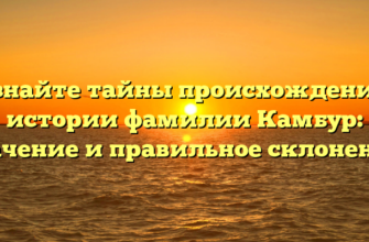 Познайте тайны происхождения и истории фамилии Камбур: значение и правильное склонение. Познайте тайны происхождения и истории фамилии Камбур: значение и правильное склонение.