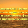 Познакомьтесь с фамилией Каршков: происхождение, история и значимость фамилии, а также правильное склонение