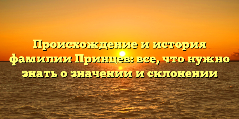 Происхождение и история фамилии Принцев: все, что нужно знать о значении и склонении