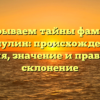 Раскрываем тайны фамилии Кашулин: происхождение, история, значение и правильное склонение