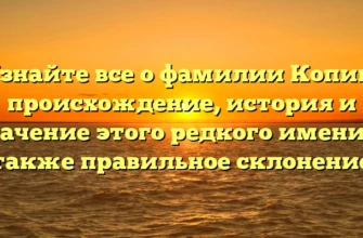 Узнайте все о фамилии Копин: происхождение, история и значение этого редкого имени, а также правильное склонение Узнайте все о фамилии Копин: происхождение, история и значение этого редкого имени, а также правильное склонение