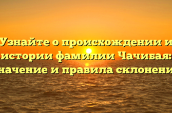 Узнайте о происхождении и истории фамилии Чачибая: значение и правила склонения Узнайте о происхождении и истории фамилии Чачибая: значение и правила склонения