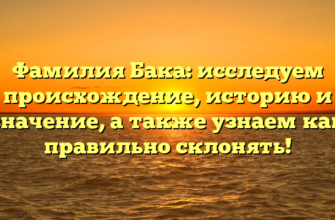 Фамилия Бака: исследуем происхождение, историю и значение, а также узнаем как правильно склонять! Фамилия Бака: исследуем происхождение, историю и значение, а также узнаем как правильно склонять!