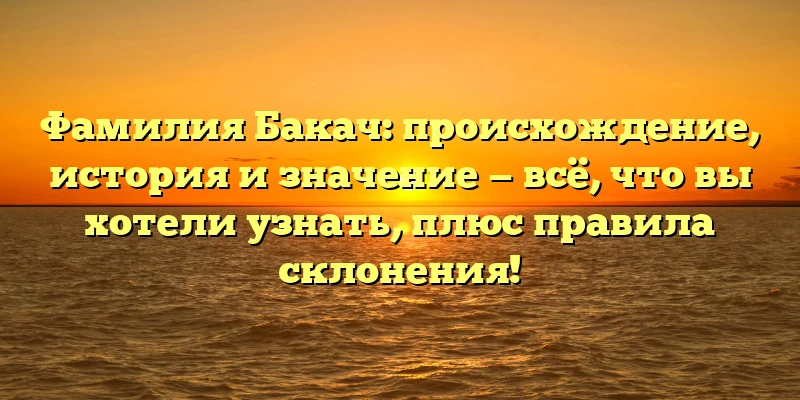 Фамилия Бакач: происхождение, история и значение — всё, что вы хотели узнать, плюс правила склонения!