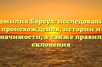Фамилия Барбух: исследование происхождения, истории и значимости, а также правила склонения Фамилия Барбух: исследование происхождения, истории и значимости, а также правила склонения