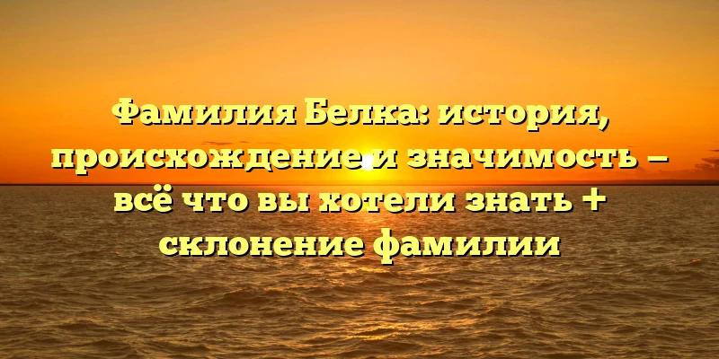 Фамилия Белка: история, происхождение и значимость — всё что вы хотели знать + склонение фамилии Фамилия Белка: история, происхождение и значимость — всё что вы хотели знать + склонение фамилии