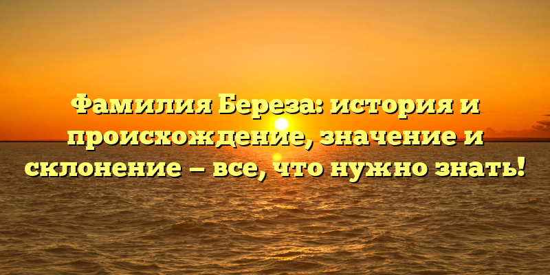 Фамилия Береза: история и происхождение, значение и склонение — все, что нужно знать!