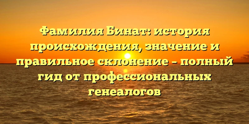 Фамилия Бинат: история происхождения, значение и правильное склонение – полный гид от профессиональных генеалогов Фамилия Бинат: история происхождения, значение и правильное склонение – полный гид от профессиональных генеалогов