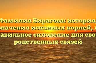 Фамилия Бирагова: история, значения исконных корней, и правильное склонение для своих родственных связей Фамилия Бирагова: история, значения исконных корней, и правильное склонение для своих родственных связей