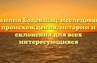 Фамилия Боденшац: исследование происхождения, истории и склонения для всех интересующихся Фамилия Боденшац: исследование происхождения, истории и склонения для всех интересующихся