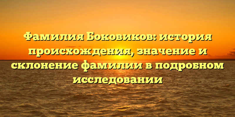 Фамилия Боковиков: история происхождения, значение и склонение фамилии в подробном исследовании