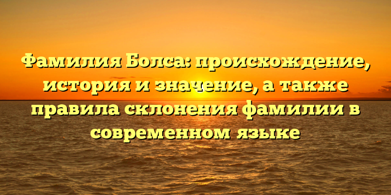 Фамилия Болса: происхождение, история и значение, а также правила склонения фамилии в современном языке