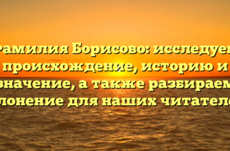 Фамилия Борисово: исследуем происхождение, историю и значение, а также разбираем склонение для наших читателей! Фамилия Борисово: исследуем происхождение, историю и значение, а также разбираем склонение для наших читателей!