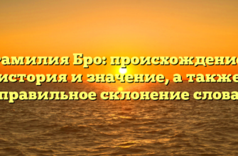 Фамилия Бро: происхождение, история и значение, а также правильное склонение слова Фамилия Бро: происхождение, история и значение, а также правильное склонение слова