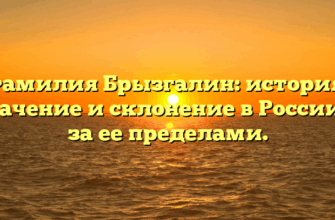 Фамилия Брызгалин: история, значение и склонение в России и за ее пределами. Фамилия Брызгалин: история, значение и склонение в России и за ее пределами.