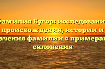 Фамилия Бугор: исследование происхождения, истории и значения фамилии с примерами склонения