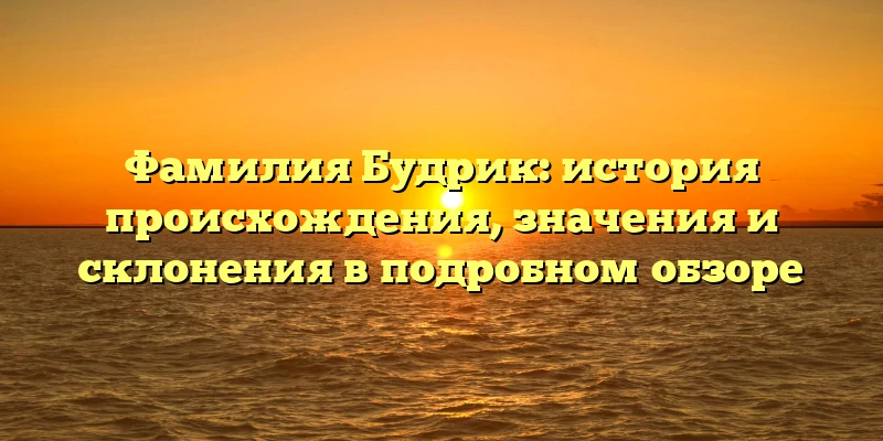 Фамилия Будрик: история происхождения, значения и склонения в подробном обзоре Фамилия Будрик: история происхождения, значения и склонения в подробном обзоре