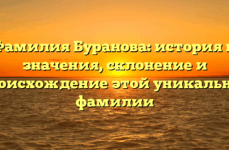 Фамилия Буранова: история и значения, склонение и происхождение этой уникальной фамилии Фамилия Буранова: история и значения, склонение и происхождение этой уникальной фамилии
