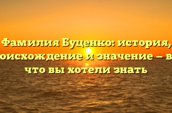 Фамилия Буценко: история, происхождение и значение — всё, что вы хотели знать Фамилия Буценко: история, происхождение и значение — всё, что вы хотели знать