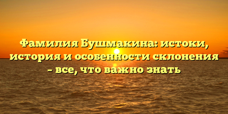Фамилия Бушмакина: истоки, история и особенности склонения – все, что важно знать