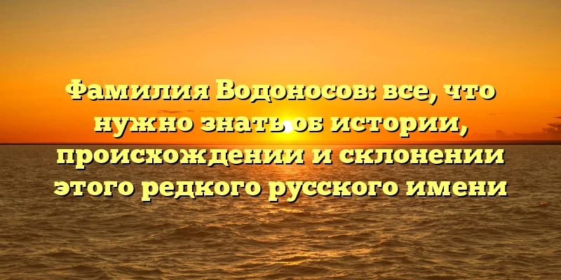 Фамилия Водоносов: все, что нужно знать об истории, происхождении и склонении этого редкого русского имени Фамилия Водоносов: все, что нужно знать об истории, происхождении и склонении этого редкого русского имени