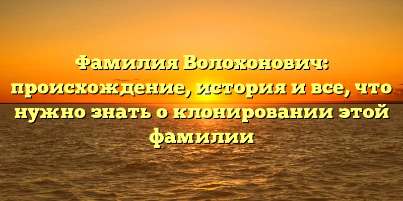 Фамилия Волохонович: происхождение, история и все, что нужно знать о клонировании этой фамилии Фамилия Волохонович: происхождение, история и все, что нужно знать о клонировании этой фамилии