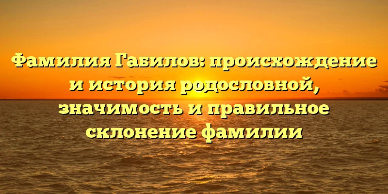Фамилия Габилов: происхождение и история родословной, значимость и правильное склонение фамилии Фамилия Габилов: происхождение и история родословной, значимость и правильное склонение фамилии