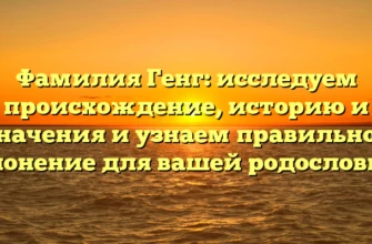 Фамилия Генг: исследуем происхождение, историю и значения и узнаем правильное склонение для вашей родословной Фамилия Генг: исследуем происхождение, историю и значения и узнаем правильное склонение для вашей родословной