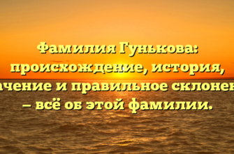 Фамилия Гунькова: происхождение, история, значение и правильное склонение — всё об этой фамилии.