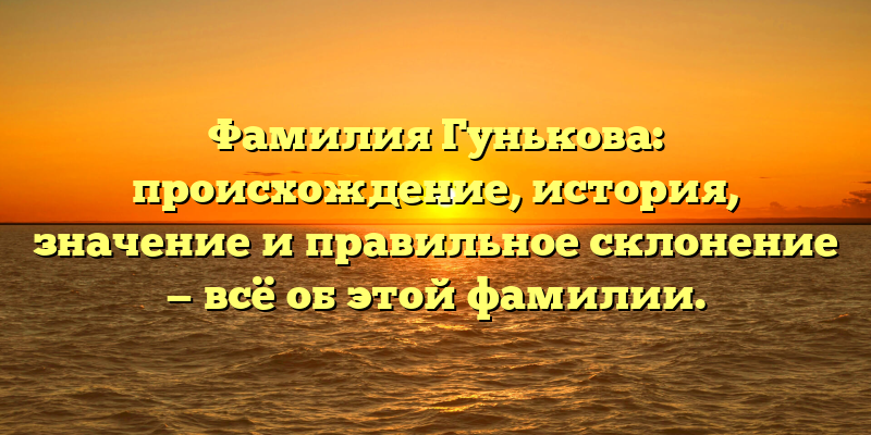 Фамилия Гунькова: происхождение, история, значение и правильное склонение — всё об этой фамилии.