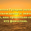 Фамилия Гусаров: история, происхождение и значение. Узнайте, как правильно склонять эту фамилию.