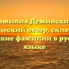 Фамилия Деминский: исторический обзор, склонение и значение фамилии в русском языке