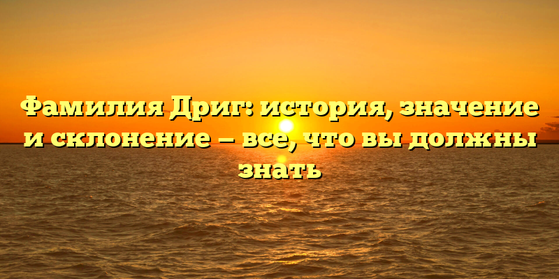 Фамилия Дриг: история, значение и склонение — все, что вы должны знать