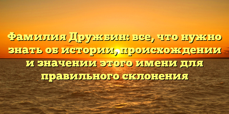 Фамилия Дружбин: все, что нужно знать об истории, происхождении и значении этого имени для правильного склонения