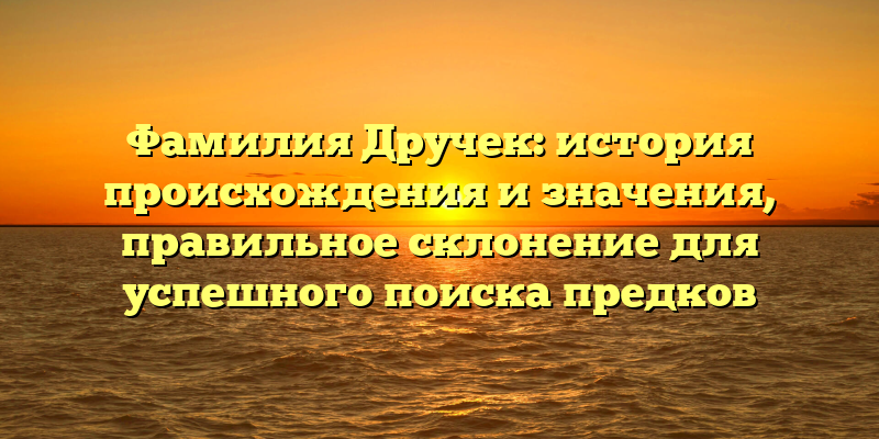 Фамилия Дручек: история происхождения и значения, правильное склонение для успешного поиска предков
