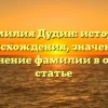 Фамилия Дудин: история происхождения, значение и склонение фамилии в одной статье