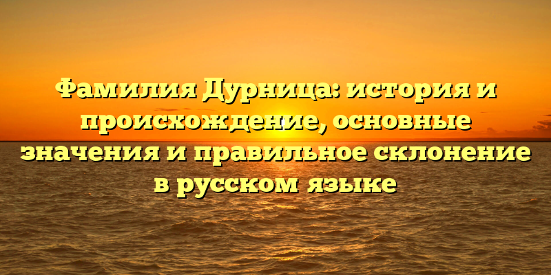 Фамилия Дурница: история и происхождение, основные значения и правильное склонение в русском языке