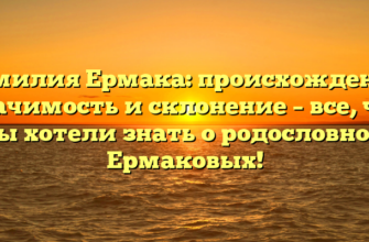 Фамилия Ермака: происхождение, значимость и склонение – все, что вы хотели знать о родословной Ермаковых! Фамилия Ермака: происхождение, значимость и склонение – все, что вы хотели знать о родословной Ермаковых!