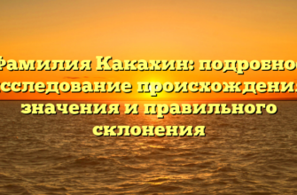 Фамилия Какахин: подробное исследование происхождения, значения и правильного склонения