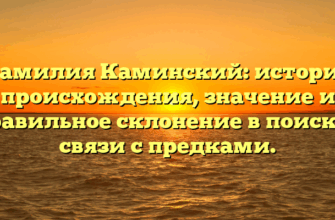 Фамилия Каминский: история происхождения, значение и правильное склонение в поисках связи с предками. Фамилия Каминский: история происхождения, значение и правильное склонение в поисках связи с предками.