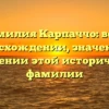 Фамилия Карпаччо: всё о происхождении, значении и склонении этой исторической фамилии