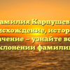 Фамилия Карпушева: происхождение, история и значение — узнайте всё о склонении фамилии!