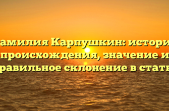 Фамилия Карпушкин: история происхождения, значение и правильное склонение в статье Фамилия Карпушкин: история происхождения, значение и правильное склонение в статье