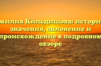 Фамилия Кильдишова: история и значения, склонение и происхождение в подробном обзоре Фамилия Кильдишова: история и значения, склонение и происхождение в подробном обзоре